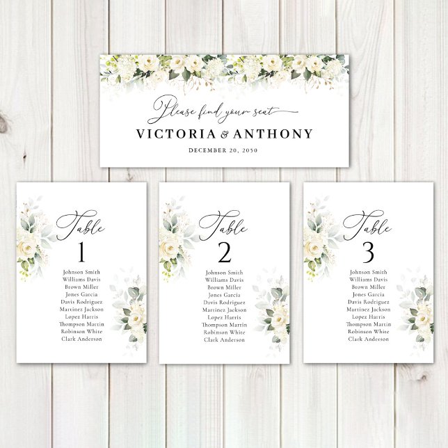 Greenery White Roses Wedding Head Table Sign (Von Creator hochgeladen)