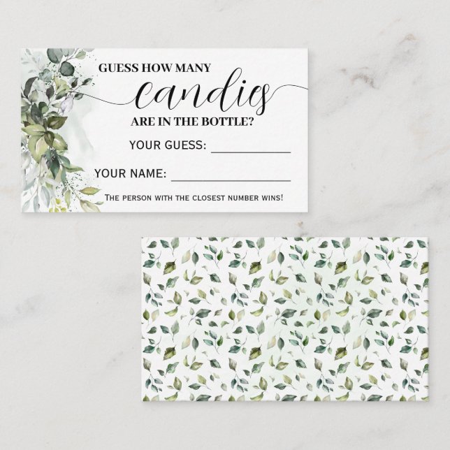 Greenery Wie viele Candies Baby Shower Karte (Vorne/Hinten)