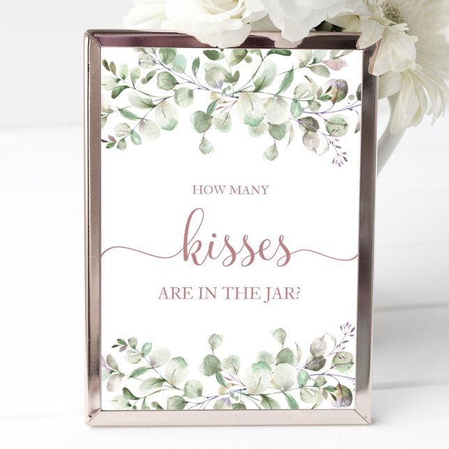 Greenery Wie viele Kisses Sign Poster (Von Creator hochgeladen)