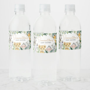 Greenery Wild One Safari Baby Shower Wasserflaschenetikett