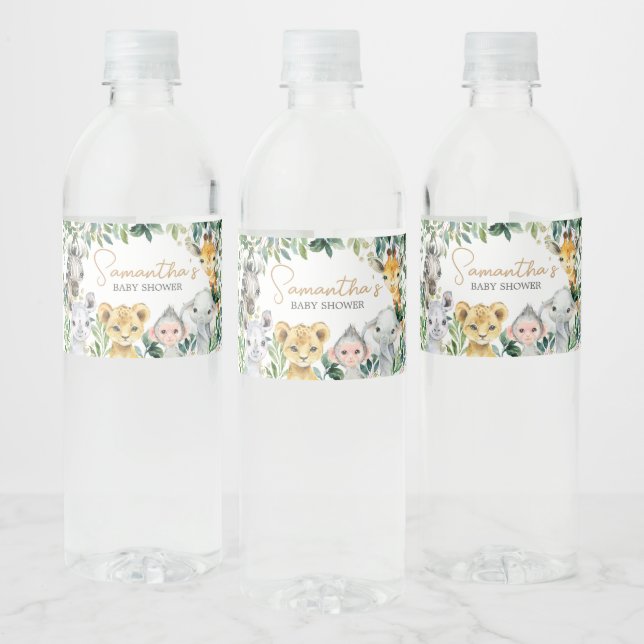 Greenery Wild One Safari Baby Shower Wasserflaschenetikett (Flaschen)