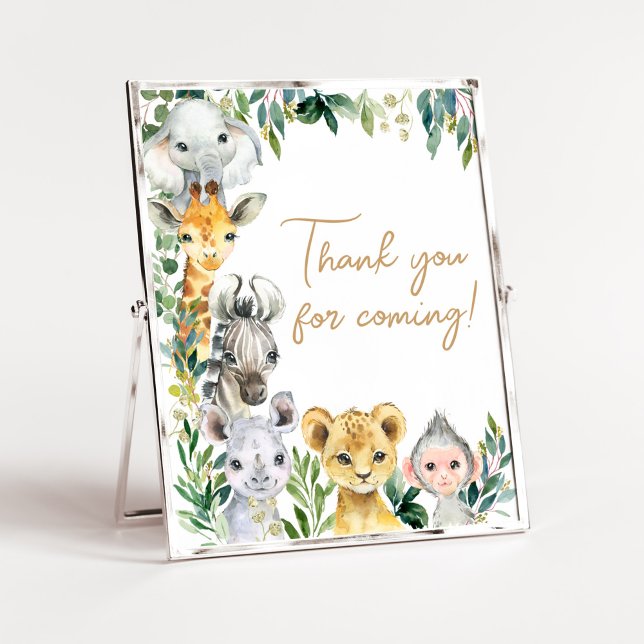 Greenery Wild One Safari Vielen Dank für Ihren Bes Poster (Safari Baby Shower Thank you for Coming Sign)