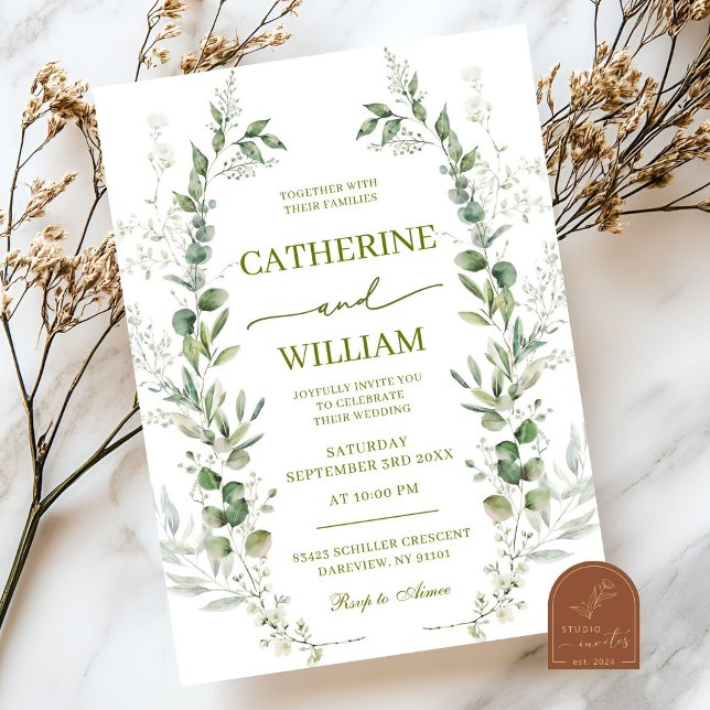 Greenery Wildblume Wedding Einladung (Von Creator hochgeladen)
