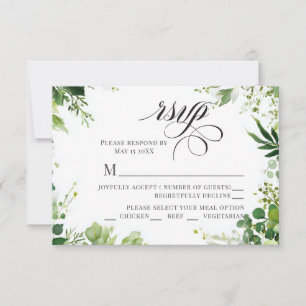 Greenery Willow border RSVP Karte