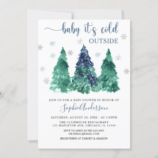 Greenery Winter Baby ist kalte Außendusche Einladung