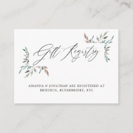 Greenery Winter Brautparty Gift Registry Begleitkarte