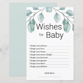 Greenery Wishes for Baby Shower Game