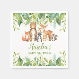 Greenery Woodland Animals Baby Shower Geburtstagsk Serviette