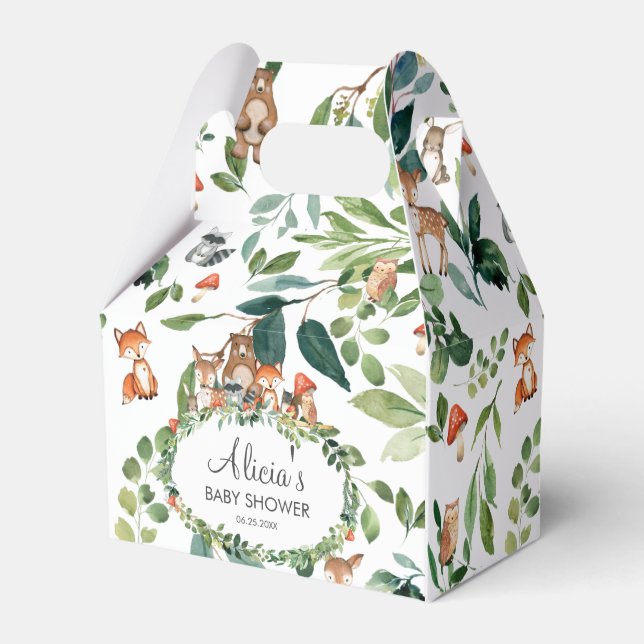 Greenery Woodland Animals Kinderdusche Vielen Dank Geschenkschachtel (Vorderseite)