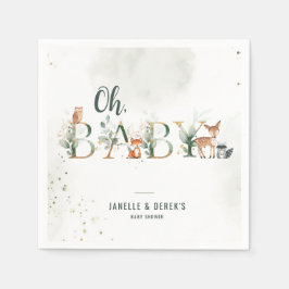 Greenery Woodland Baby Shower Serviette