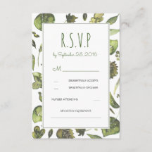 Greenery Woodland Watercolor Wedding RSVP Card