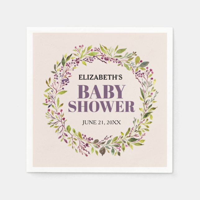 Greenery Wreath Baby Shower Serviette (Vorderseite)