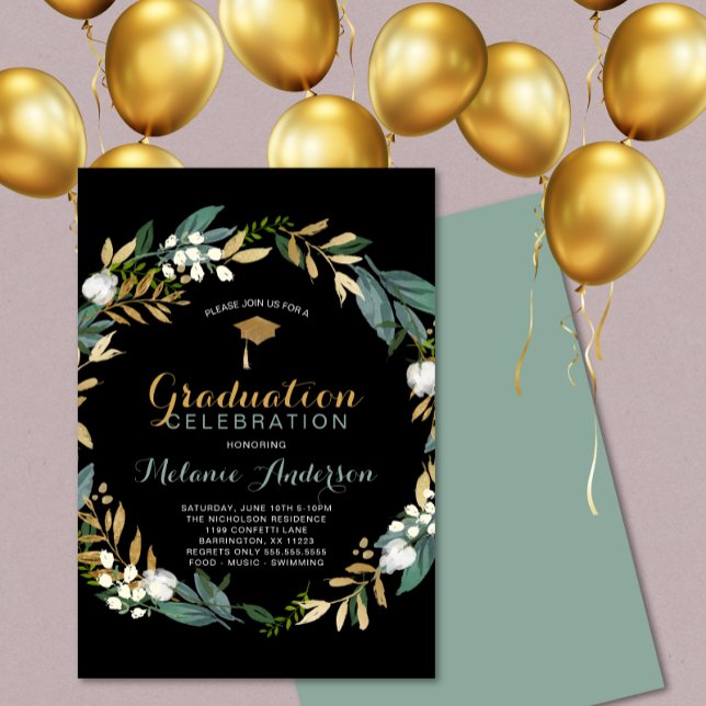 Greenery Wreath Graduation Party Einladung (Von Creator hochgeladen)