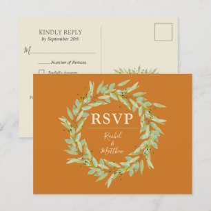 Greenery Wreath Hochzeit im Herbst UAWG Postcard Einladungspostkarte