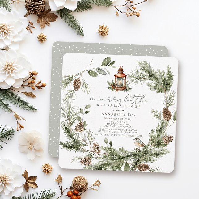 Greenery Wreath Merry Little Brautparty Einladung (Von Creator hochgeladen)