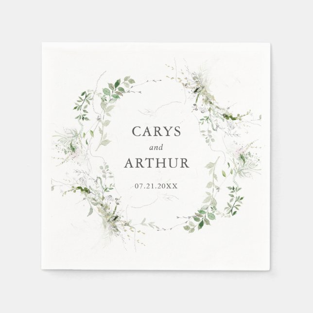 Greenery Wreath Modern Wedding Serviette (Vorderseite)