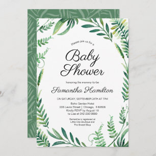Greenery Wreath Moderne botanische Babydusche Einladung