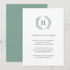 Greenery Wreath Monogram Elopement Wedding Ankündigung