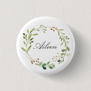 Greenery Wreath Monogram/personalisierter Name Button