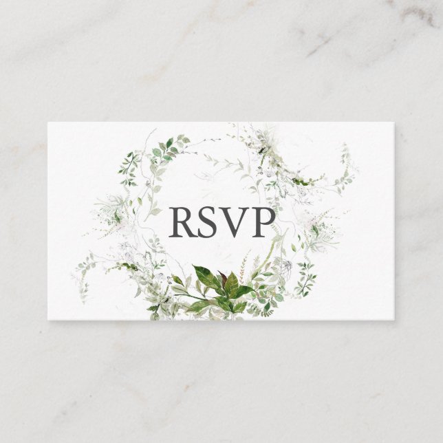 Greenery Wreath Wedding RSVP Begleitkarte (Vorderseite)