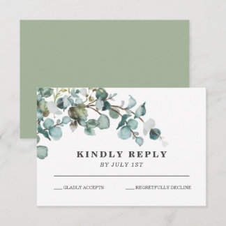 Greenery Wreath wedding RSVP Card Karte