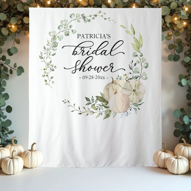 Greenery WreathPumpkin Fall Brautparty Hintergrund Wandteppich (Von Creator hochgeladen)