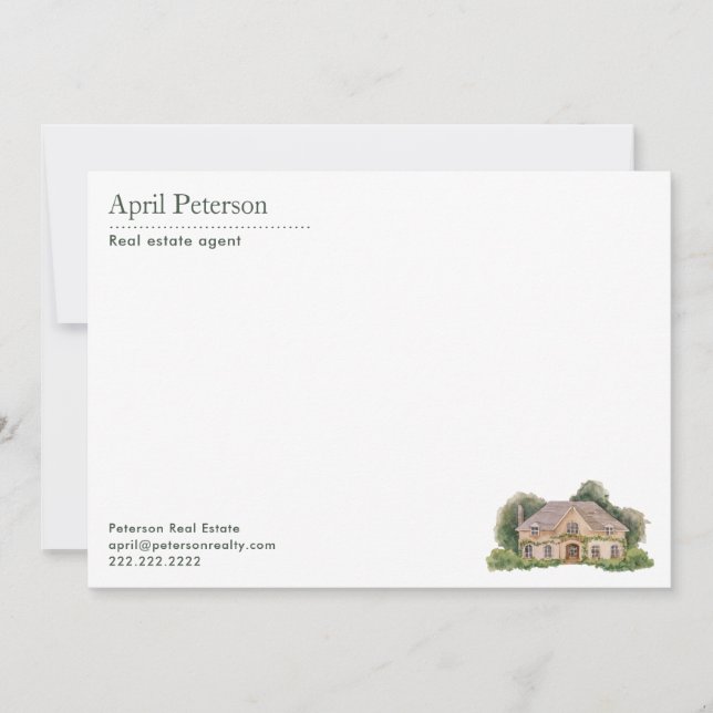 Greenery Zuhause Personalisiert Realtor Stationery Mitteilungskarte (Vorderseite)