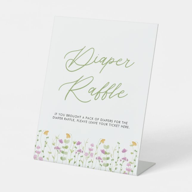 Greenerygelbe Rosa Wildblume Windeln Raffle Sockelschild (Vorderseite)