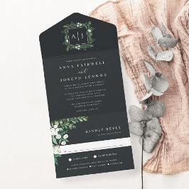 Greenhouse | Botanische Hochzeit in elegantem Wass All In One Einladung