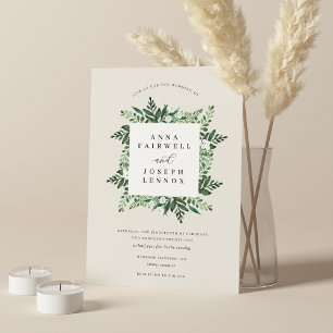 Greenhouse Botanische Hochzeit in elegantem Wass Einladung