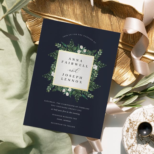 Greenhouse | Botanische Hochzeit in elegantem Wass Folieneinladung (Von Creator hochgeladen)