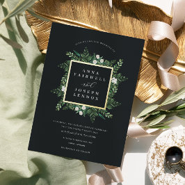 Greenhouse | Botanische Hochzeit in elegantem Wass Folieneinladung
