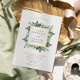 Greenhouse | Botanische Hochzeit in elegantem Wass Folieneinladung