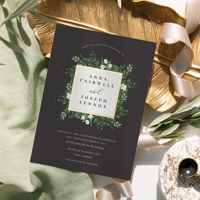 Greenhouse | Botanische Hochzeit in elegantem Wass Folieneinladung (Von Creator hochgeladen)