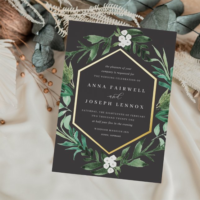 Greenhouse | Botanische Hochzeit mit Wasserfarbe Folieneinladung (Von Creator hochgeladen)