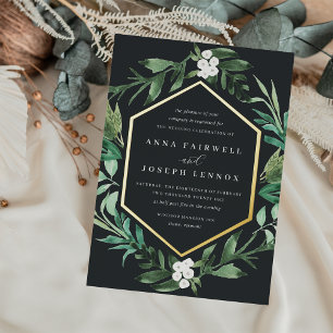 Greenhouse   Botanische Hochzeit mit Wasserfarbe Folieneinladung