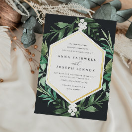 Greenhouse | Botanische Hochzeit mit Wasserfarbe Folieneinladung