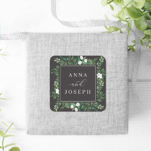 Greenhouse Botanische Hochzeit mit Wasserfarbe Quadratischer Aufkleber