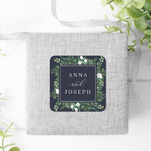 Greenhouse Botanische Hochzeit mit Wasserfarbe Quadratischer Aufkleber