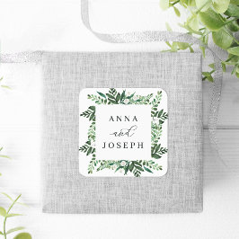 Greenhouse | Botanische Hochzeit mit Wasserfarbe Quadratischer Aufkleber