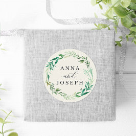 Greenhouse | Botanische Hochzeit mit Wasserfarbe Runder Aufkleber