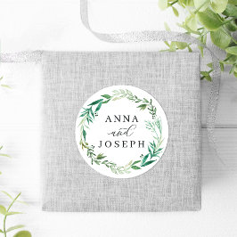 Greenhouse | Botanische Hochzeit mit Wasserfarbe Runder Aufkleber