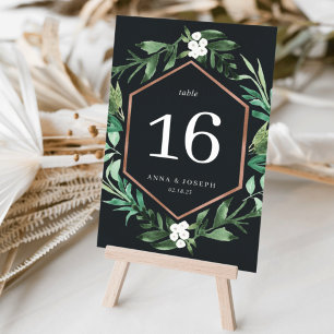 Greenhouse Botanische Hochzeit mit Wasserfarbe Tischnummer