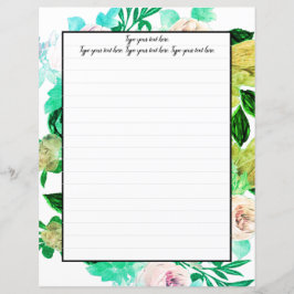 Greenie Magnolia Floral Writing Paper