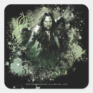 Greenish Aragorn Vector Collage Quadratischer Aufkleber