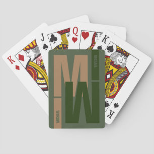 Greenish Inverted First Initial Monogram Spielkarten