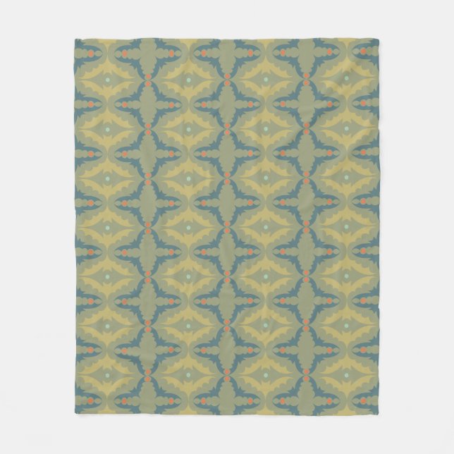 Greenish Retro Vintage Pattern Fleecedecke (Vorderseite)