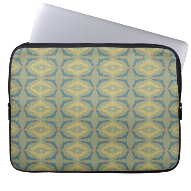 Greenish Retro Vintage Pattern Laptopschutzhülle (Vorderseite)