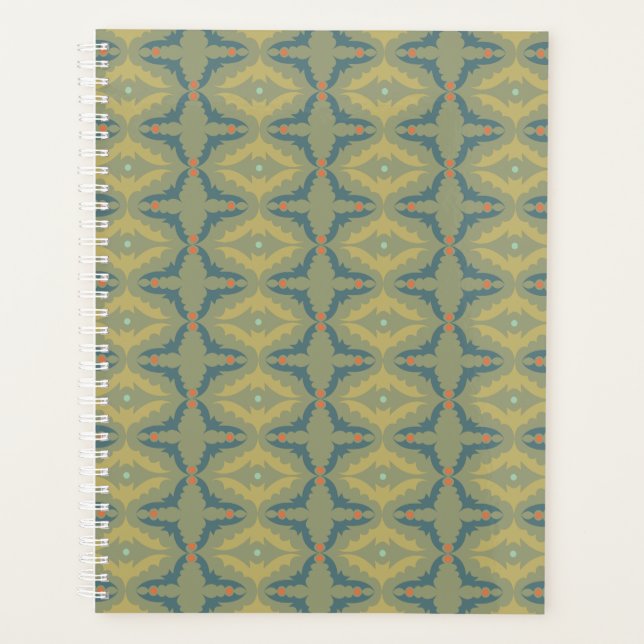 Greenish Retro Vintage Pattern Planer (Vorderseite)