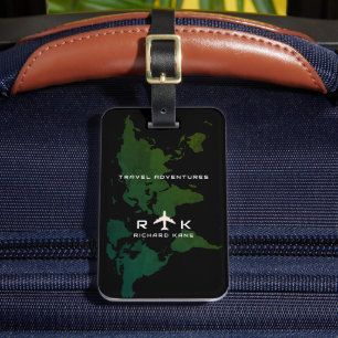 Greenish World Map International Travel Custom Gepäckanhänger